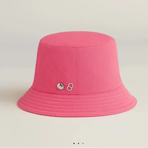 Calvi Seashell bucket hat Rose Azalee Hermes Cotton Canvas Calvi Seashell Bucket Hat 57 Rose  main image 4